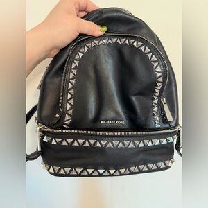 Michael Kors Rhea Studded Black Large Leather Backpack